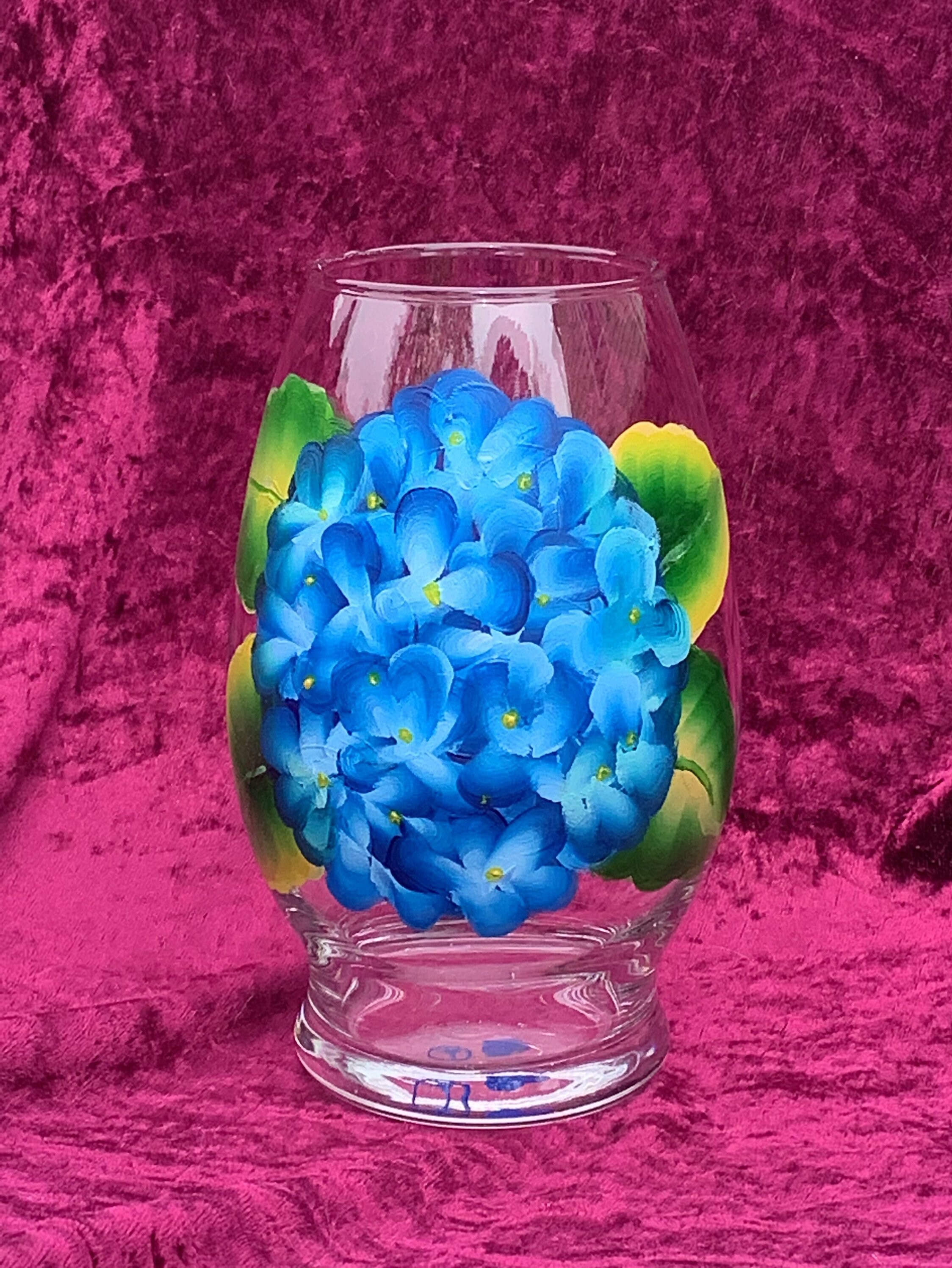 Hand painted Blue hydrangea vase | Etsy