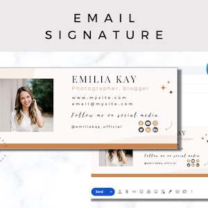 Sjabloon voor e-mailhandtekeningen voor Canva - Boho-zakelijke e-mail voor blogger, docent, makelaar en fotograaf - bewerkbare handtekening in Gmail Outlook