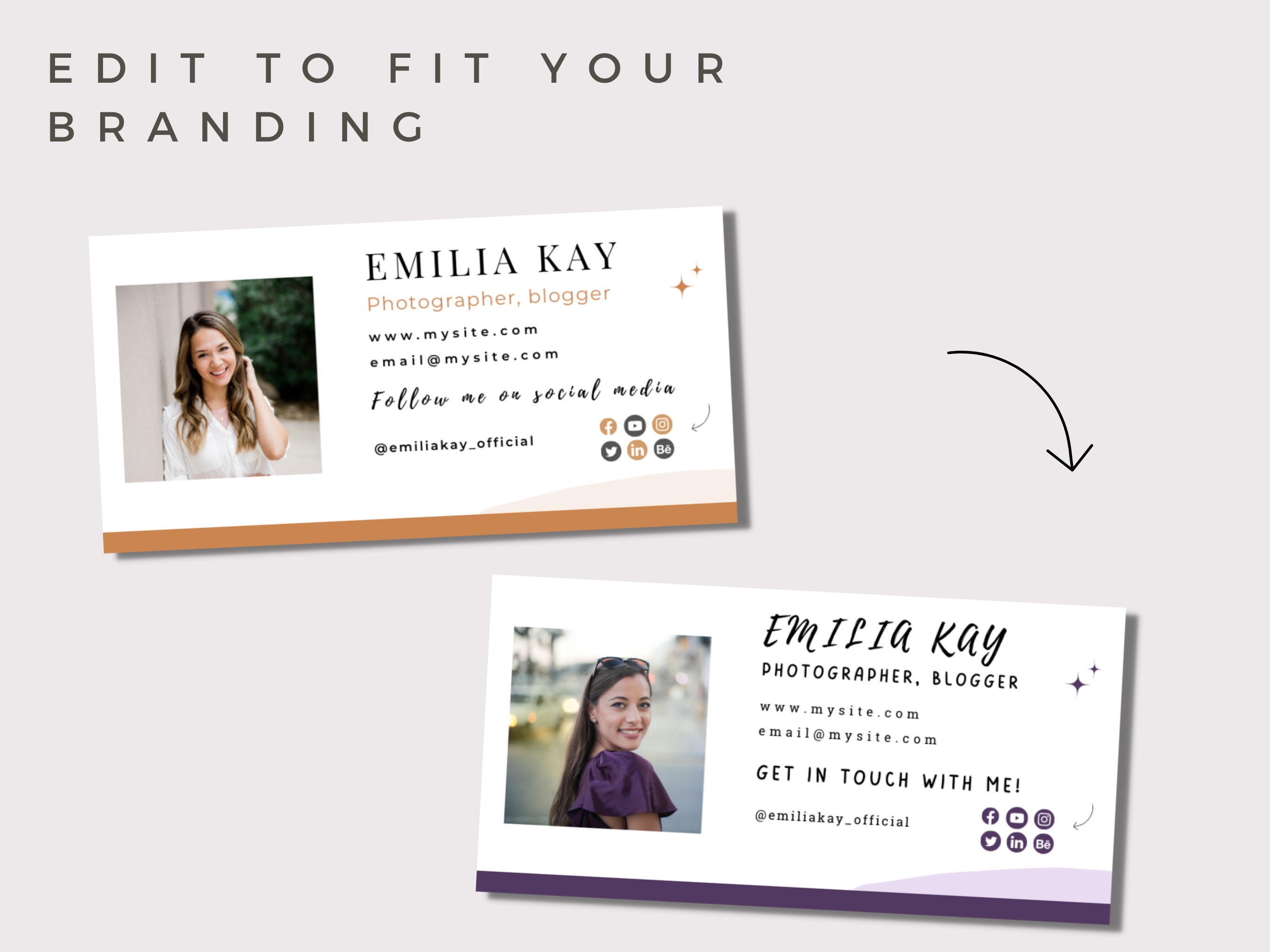 Email Signature Template for Canva - Boho Business Email for Blogger ...