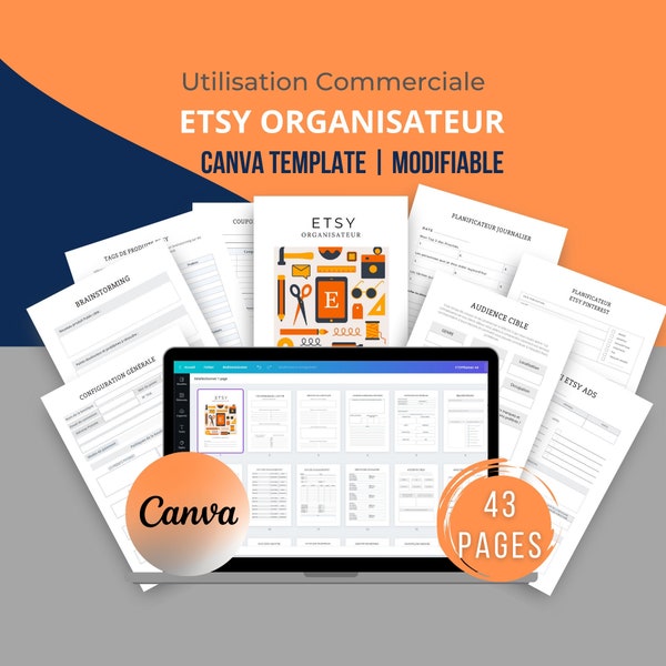 Modifiable Organisateur Boutique ETSY avec Canva | Planificateur pour creéative | Ecommerce | Entreprise artisnale | Utilisation commerciale