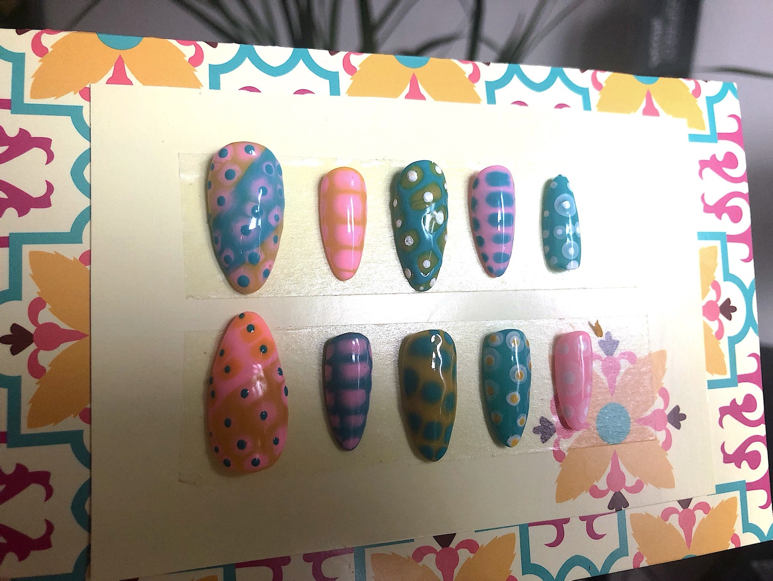 Gel stick on nails gel nails funky nails colourful nails Etsy