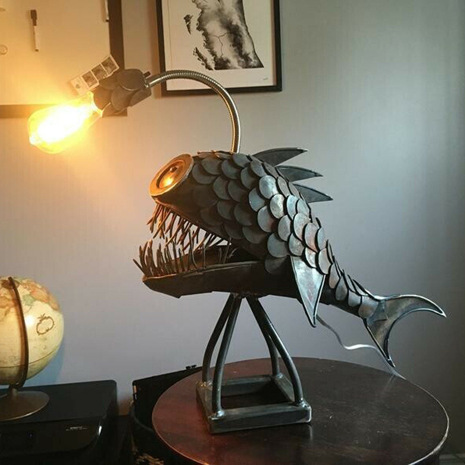 USB Shark Night Light Angler Fish Lamp Retro Art Office Desk | Etsy