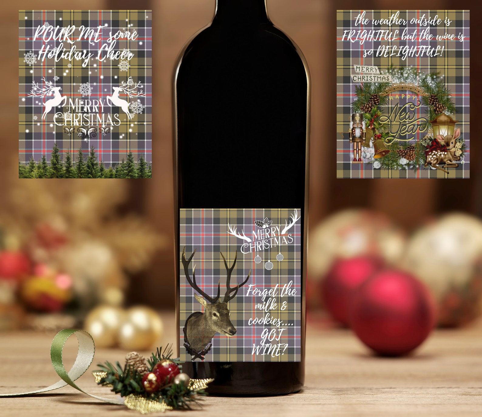 Funny christmas wine labels Set of 10 printable wine bottle | Etsy