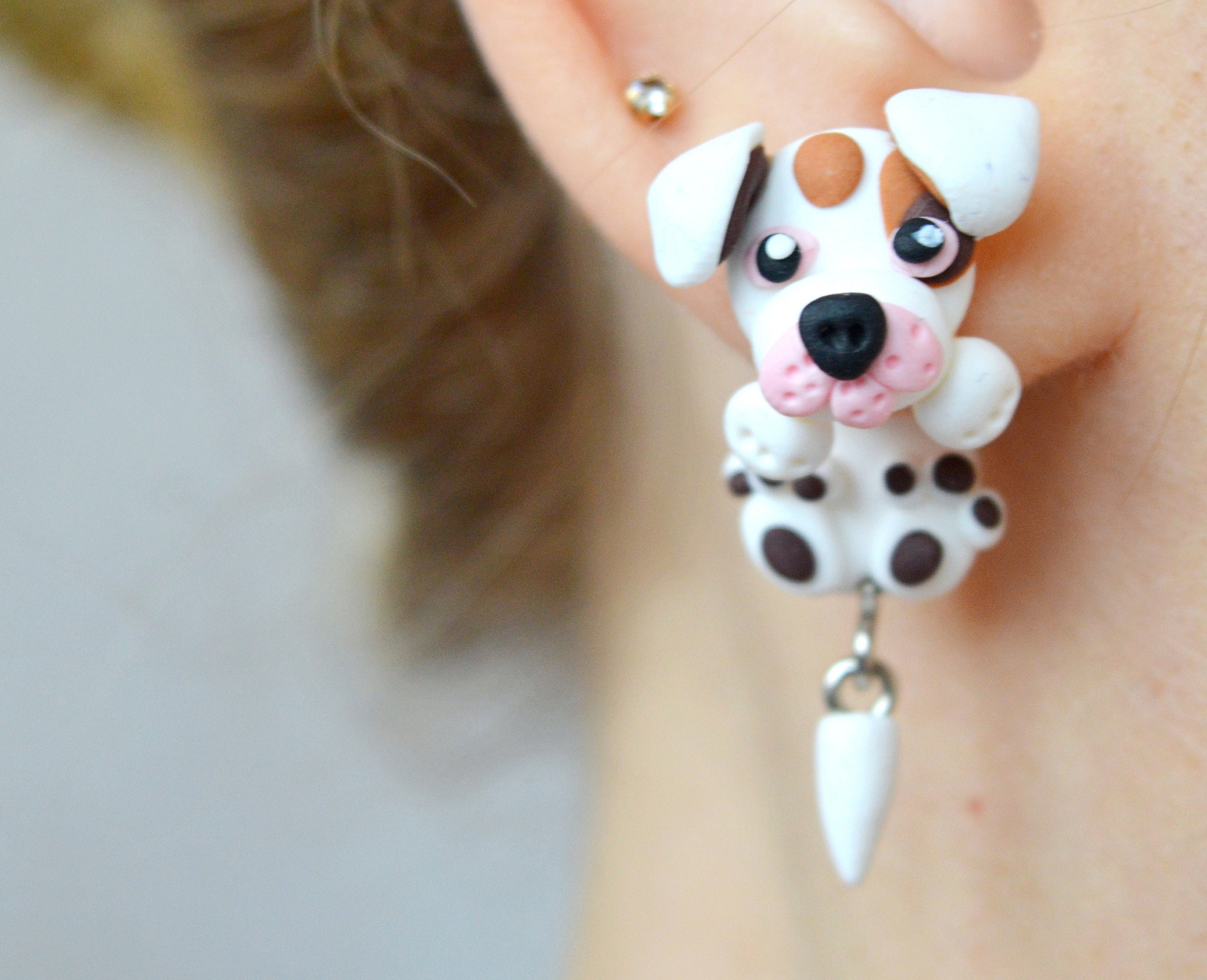 Süße Hunde Klammer Ohrringe Tier Baumeln Ohrringe Zweiteiler Etsy