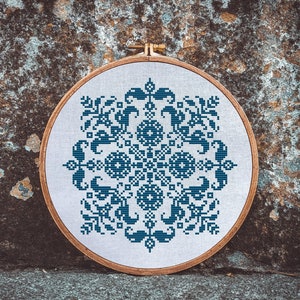 Monochrome Cross stitch pattern, Cross stitch digital pattern, Instant Download PDF, Geometric ornament, Wall decor, Monochrome Sampler