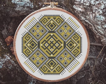 Mandala Slavische Amulet Cross Stitch Patroon, Digitale Patroon PDF, Afdrukbare Grafiek, Slavische Pagan Talisman patroon, Moderne Folk Kruissteek