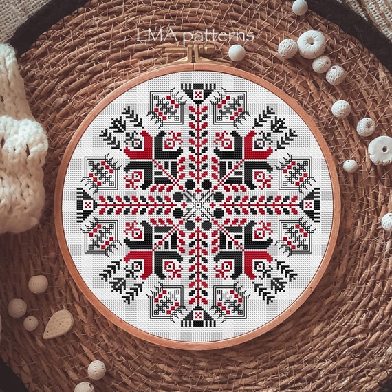Croatian Sampler Cross Stitch Pattern PDF, Geometric Slavic Ethnic