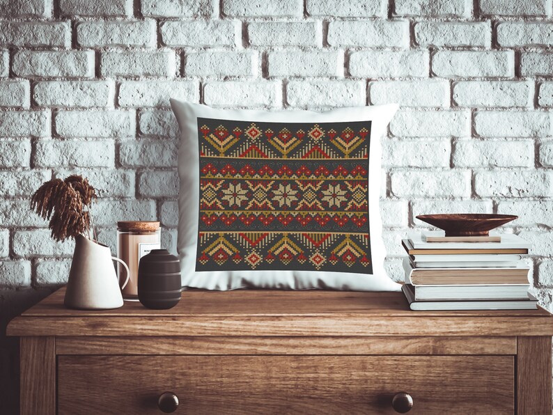 Geometric Cross Stitch Pattern Black Aida Pattern PDF Counted Cross