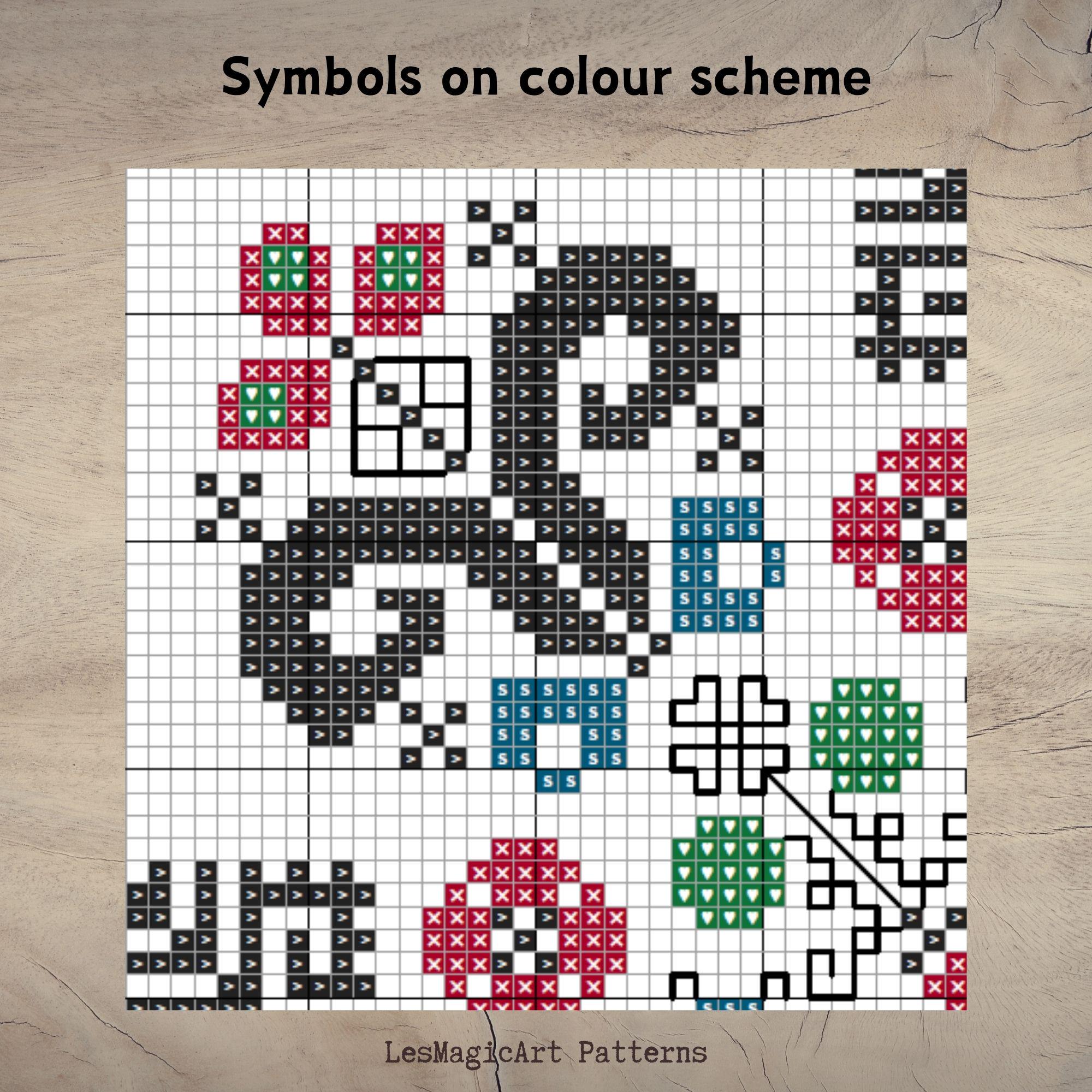 Croatian Folk Art Cross Stitch Pattern, Geometric Slavic