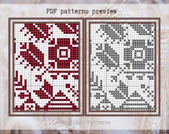 Croatian Folk Geometric Cross Stitch Pattern PDF, Monochrome