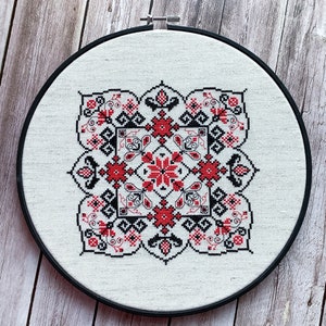 Ukrainian Mandala Cross Stitch Pattern, Ukrainian Folk Cross Stitch Pattern, Geometric, Modern Folk Ornament, Slavic Folk Cross Stitch PDF