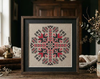 Croatian Sampler Cross Stitch Pattern, Geometric Folk Art (PDF