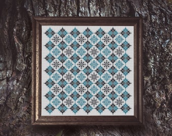 Wzór do haftu krzyżykowego Geometryczny wzór do pobrania w formacie PDF Geometryczny wzór do haftu krzyżykowego Wykres haftu krzyżykowego Wzór na poszewkę na poduszkę
