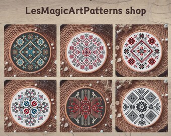 Croatian Sampler Cross Stitch Pattern PDF, Folk Geometric