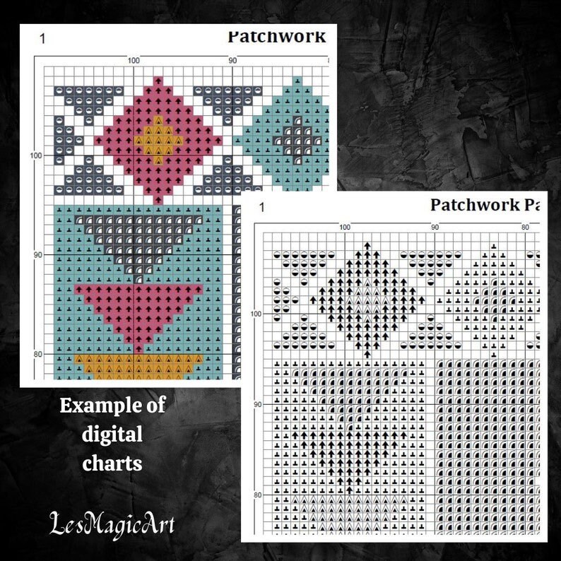 Geometric Quilt Cross Stitch Pattern Patchwork Counted Cross Stitch ...