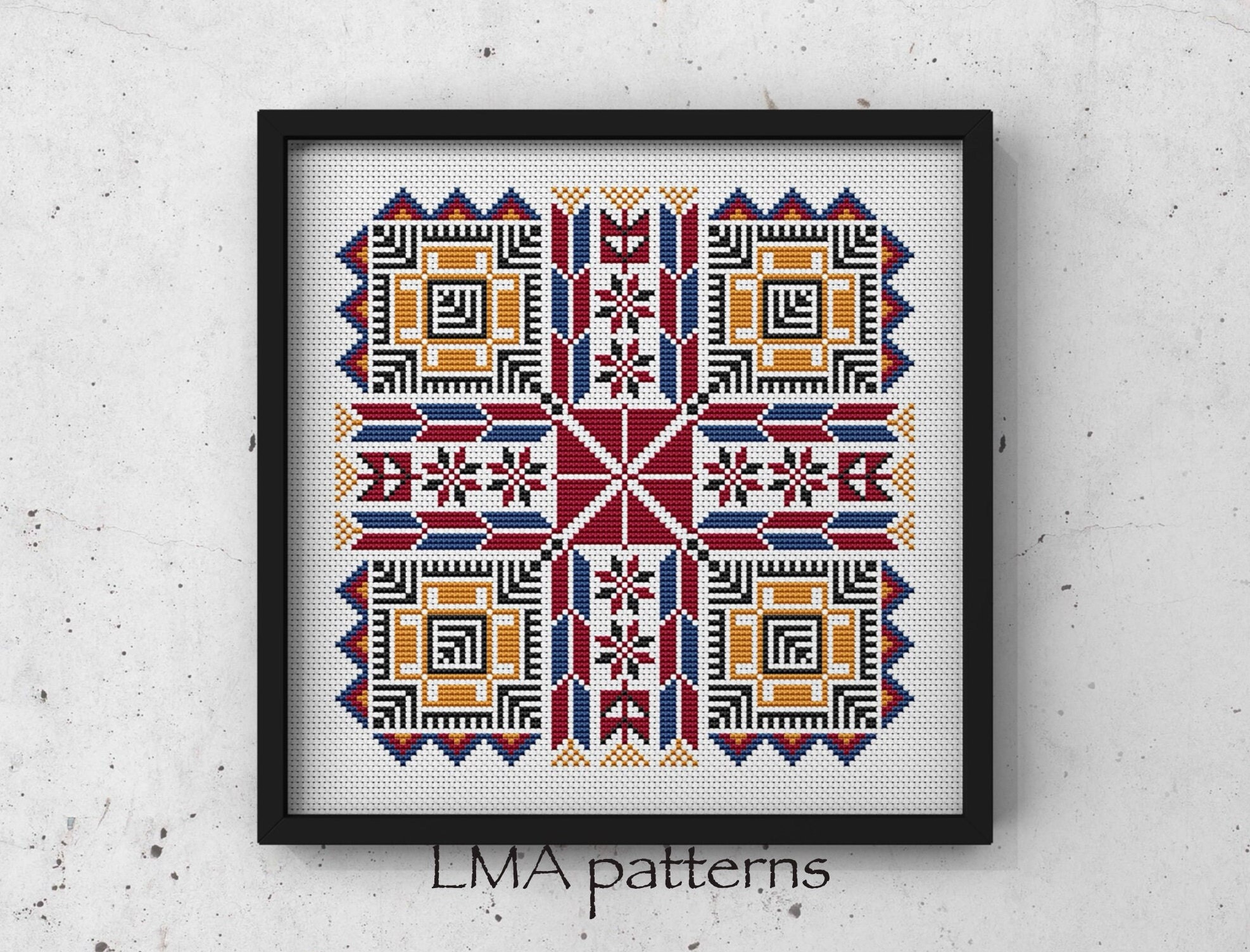Palestinian Sampler Cross Stitch Pattern PDF, Palestine Folk Geometric ...