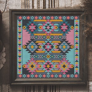 Geometric Quilt Cross Stitch Pattern Patchwork counted cross stitch Folk Sampler PDF chart Geometric Ornament pattern Pillow cover