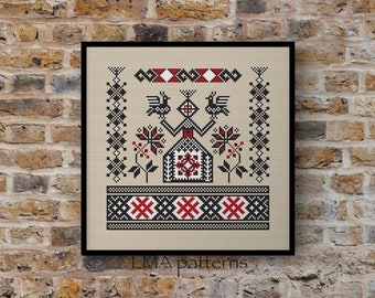 Slavic Pagan Amulet Cross Stitch Pattern PDF, Folk Ukrainian Symbols of Protection Embroidery, Ancestors Magical Cross Stitch Pattern
