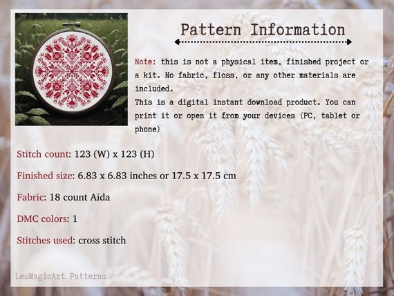 Croatian Folk Geometric Cross Stitch Pattern PDF, Monochrome
