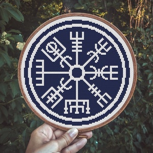 Vegvisir Runic Compass Cross Stitch Pattern PDF, Viking Symbol of Protection, Nordic Talisman, Icelandic Magical Stave, Viking Shield