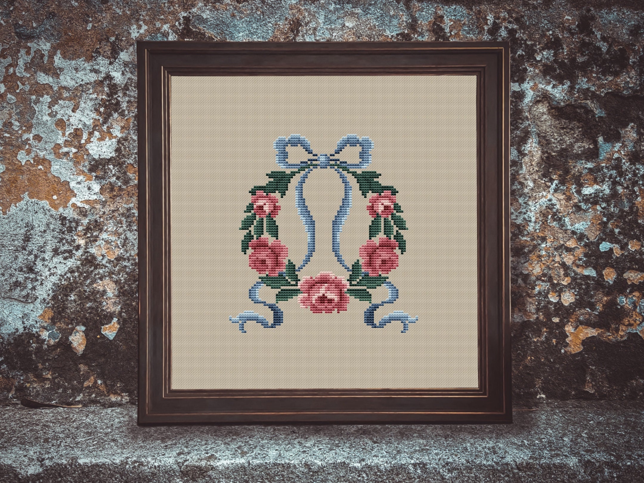 Antique Roses Counted Cross Stitch Digital PDF Pattern Vintage Pink ...