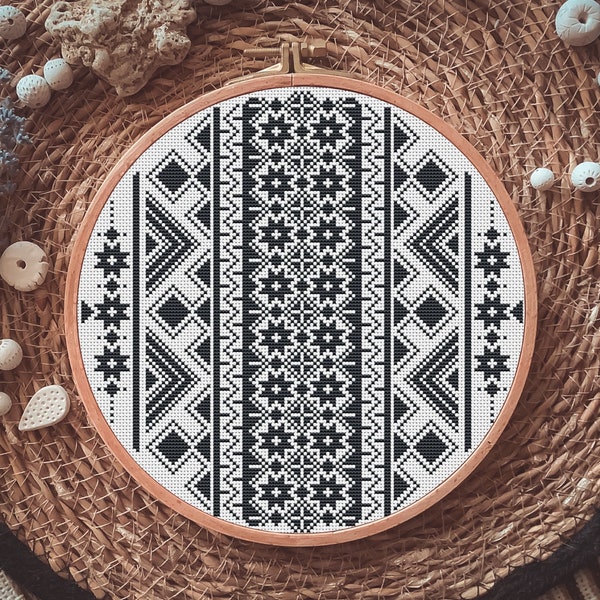 Geometric Sampler Cross Stitch Pattern PDF, Traditional Ukrainian Ornament, Aesthetic Room Decor, Cottagecore, Boho Chic Embroidery
