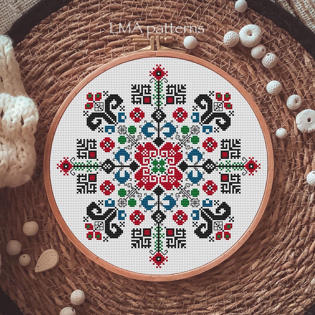 Croatian Sampler Cross Stitch Pattern PDF, Geometric Slavic