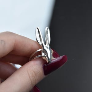 Bunny Ring, Hare Ring, La Conejita, Animal Jewelry, Rabbit Ring, Sterling Silver Hare, Silver Bunny Ring, Adjustable Ring, Silver Rabit,