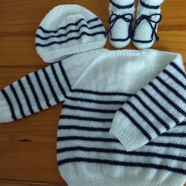 Ensemble layette marin mérinos