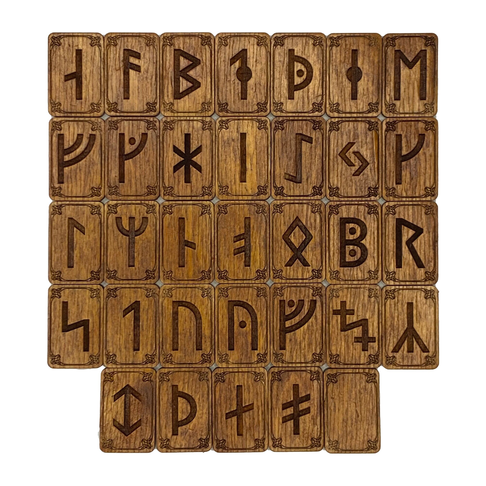 Icelantic Runes Wooden Icelandic Runic Set, 33 Pcs With Velvet Pouch | Wood Medieval ...