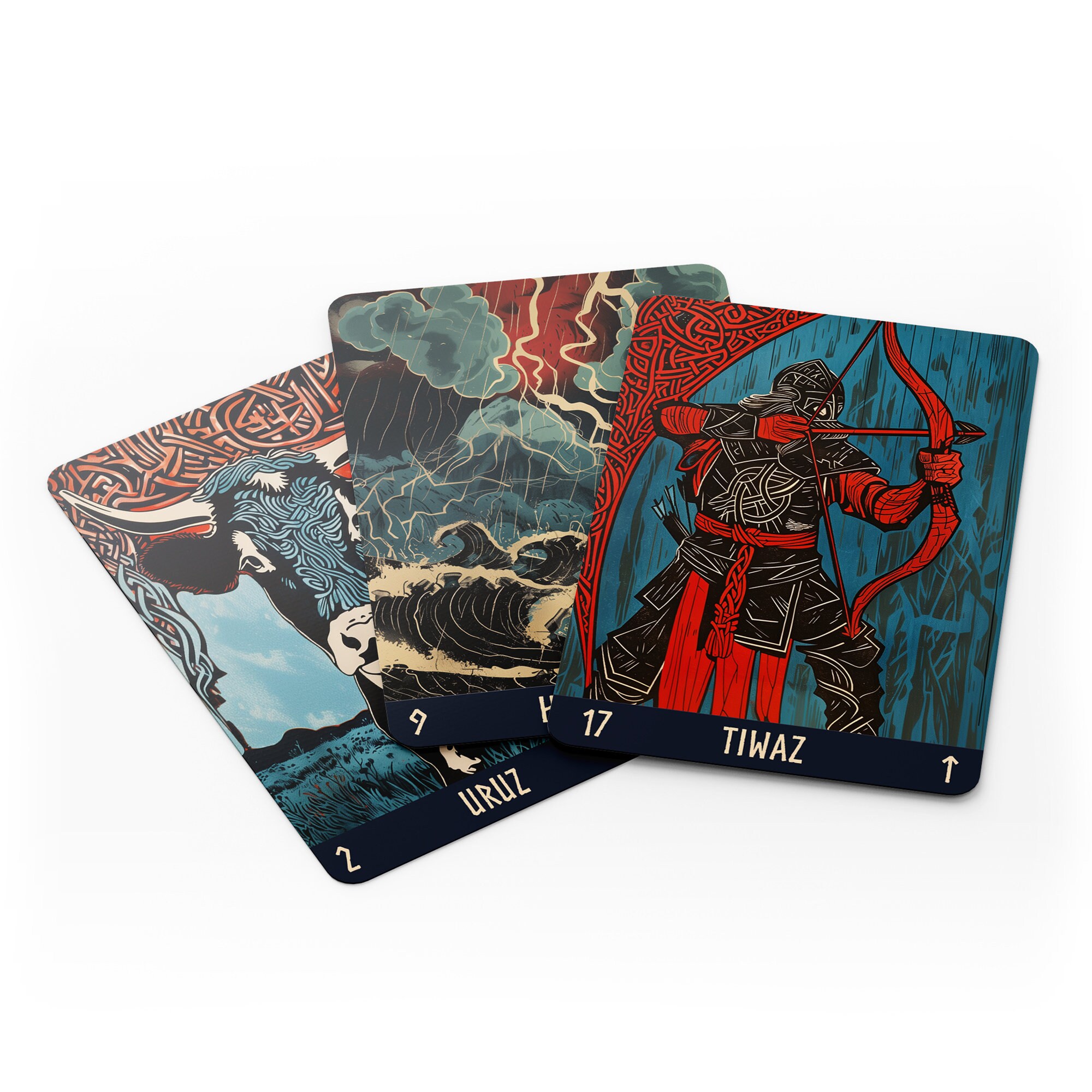 CARD TARO X　木軸ペン　ラッカー仕上げ Norwegian Woodcut Runes, 25 Cards Oracle Deck | Indie Tarot