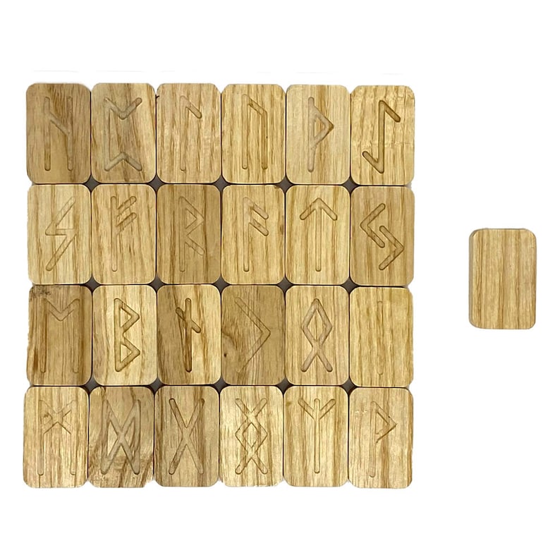 Runic Arrays Ash Wooden Runic Set, 25 Pcs With Velvet Pouch | Wood Runes Elder ...