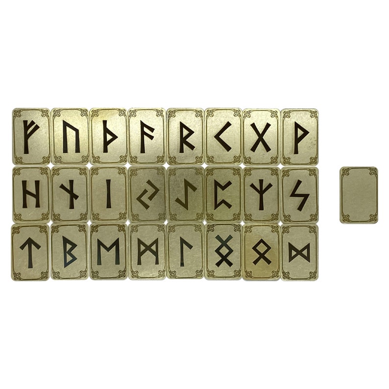 Bronze Runic Set, 25 Pcs With Velvet Pouch | Metal Runes Elder Futhark ...