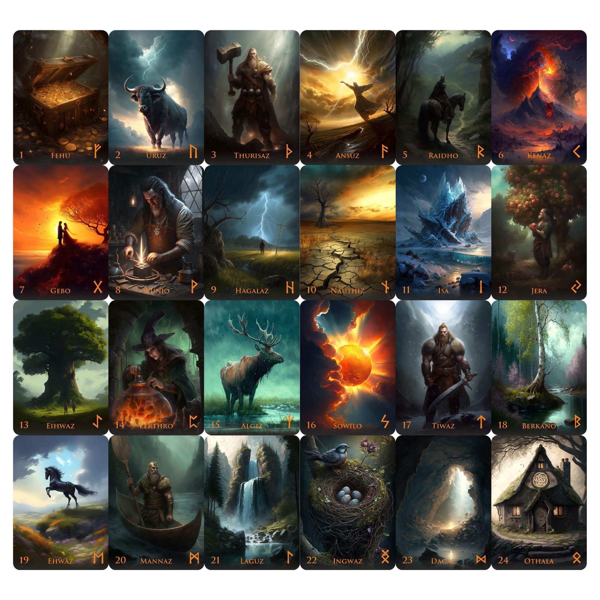 Weird World Runes, 25 Cards Oracle Deck | Elder Futhark Runes - Etsy