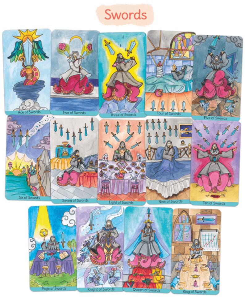 thumbnail image 2 of Tarot Card Deck | Unique Modern Witch Design | With Beginner's Guide | 78 Divination Card Set | Rider Waite Style 2 of 12