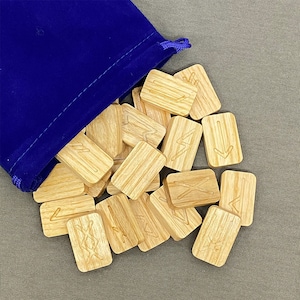 Runic Tile Set Ash Wooden Runic Set, 25 Pcs With Velvet Pouch | Wood Runes Elder ...