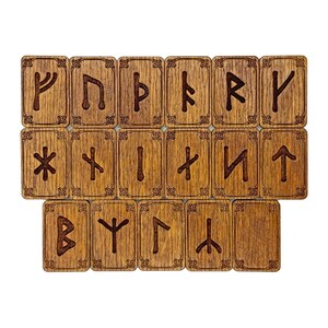 Runic Tile Set Wooden Younger Futhark Runic Set, 17 Pcs With Velvet Pouch | Wood ...