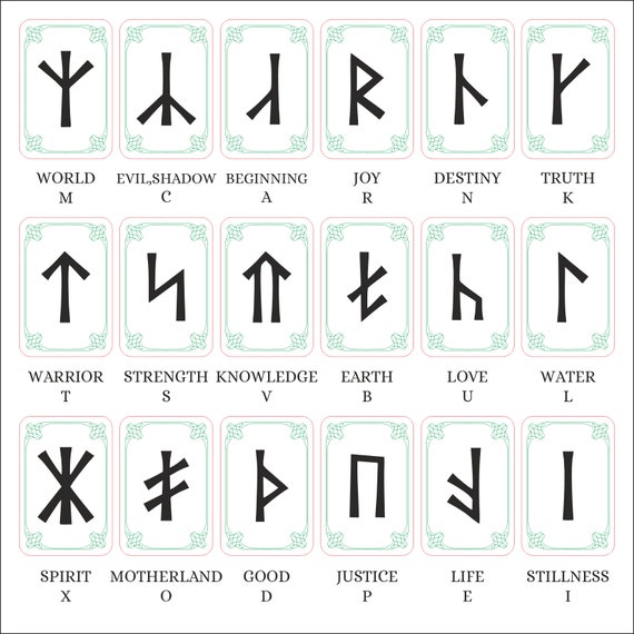 Wooden Slavic Runic Set, 19 Pcs With Velvet Pouch | Wood Slavic