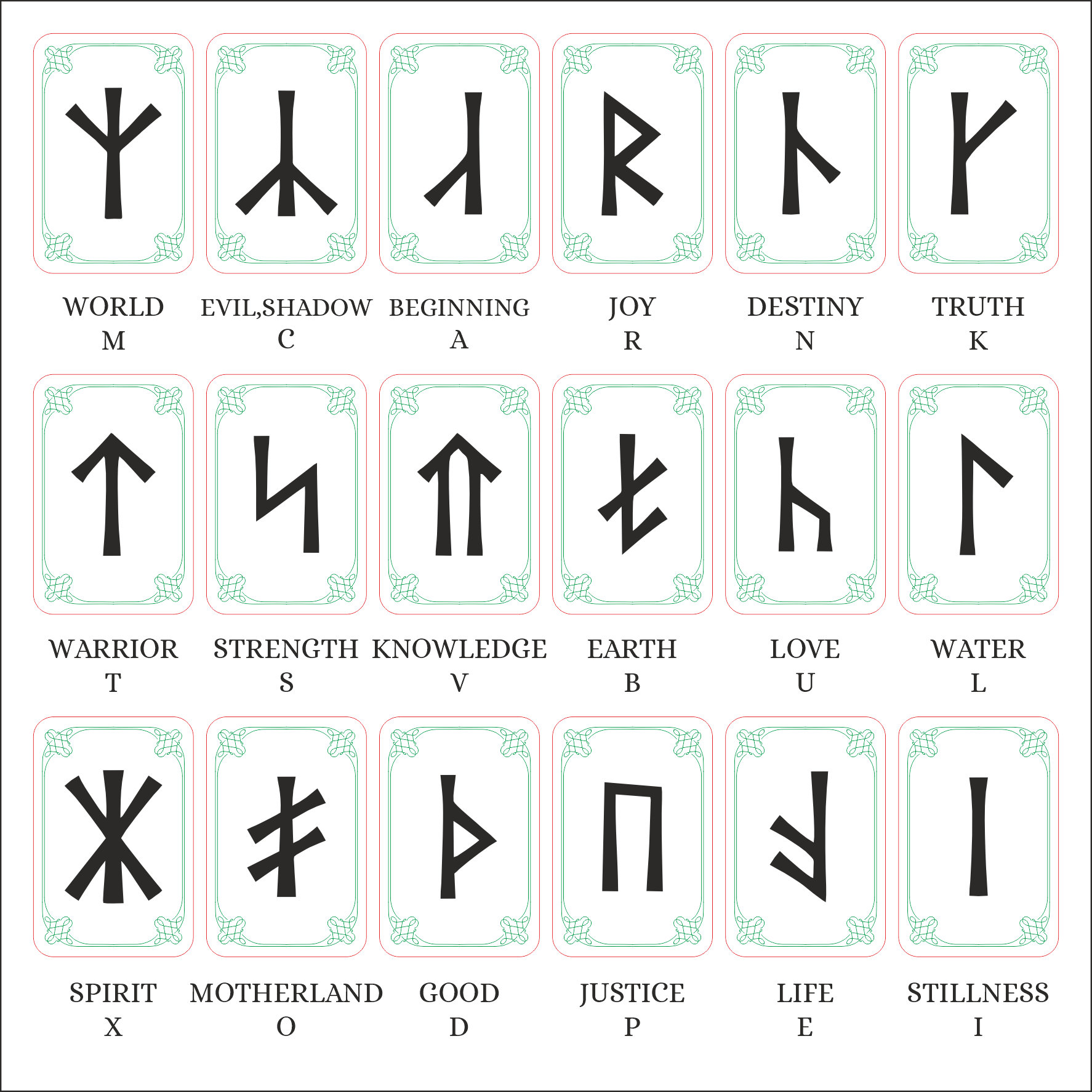 Wooden Slavic Runic Set, 19 Pcs With Velvet Pouch | Wood Slavic