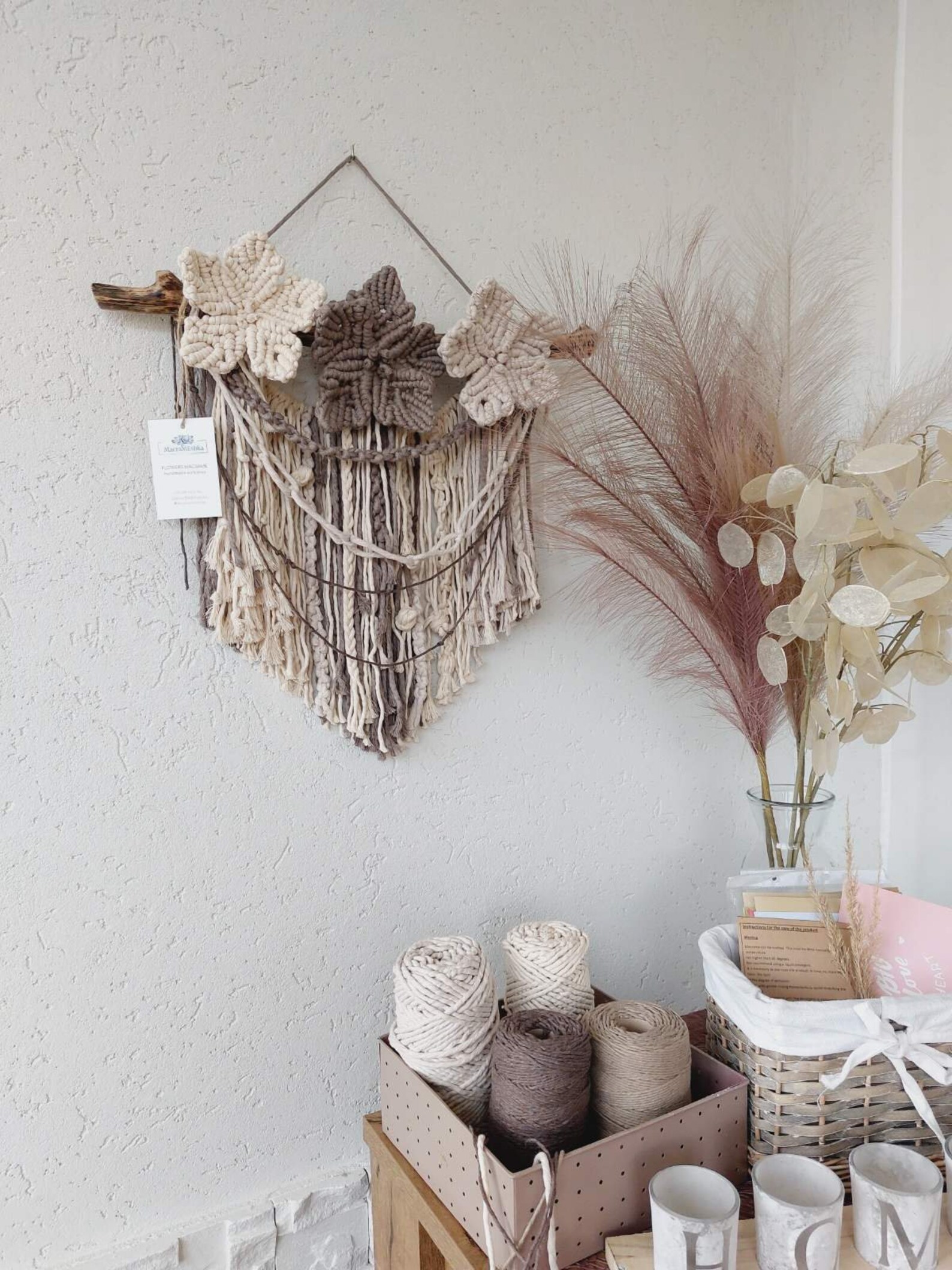 Macrame Cottagecore Floral Macrame Wall Hanging: Cottagecore Flower Garland Decor - Etsy