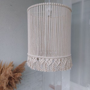 Minimalista Gran Macrame Lámpara colgante sombra Moderna Boho lámpara de araña iluminación Fringe pantalla Cottagecore decoración Luces de techo cubierta imagen 2