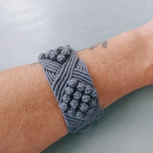 Handmade gray macrame bracelets for women Delicate and dainty cord jewelry for women Boho rope womens bracelet Braided woven bracelet image 2