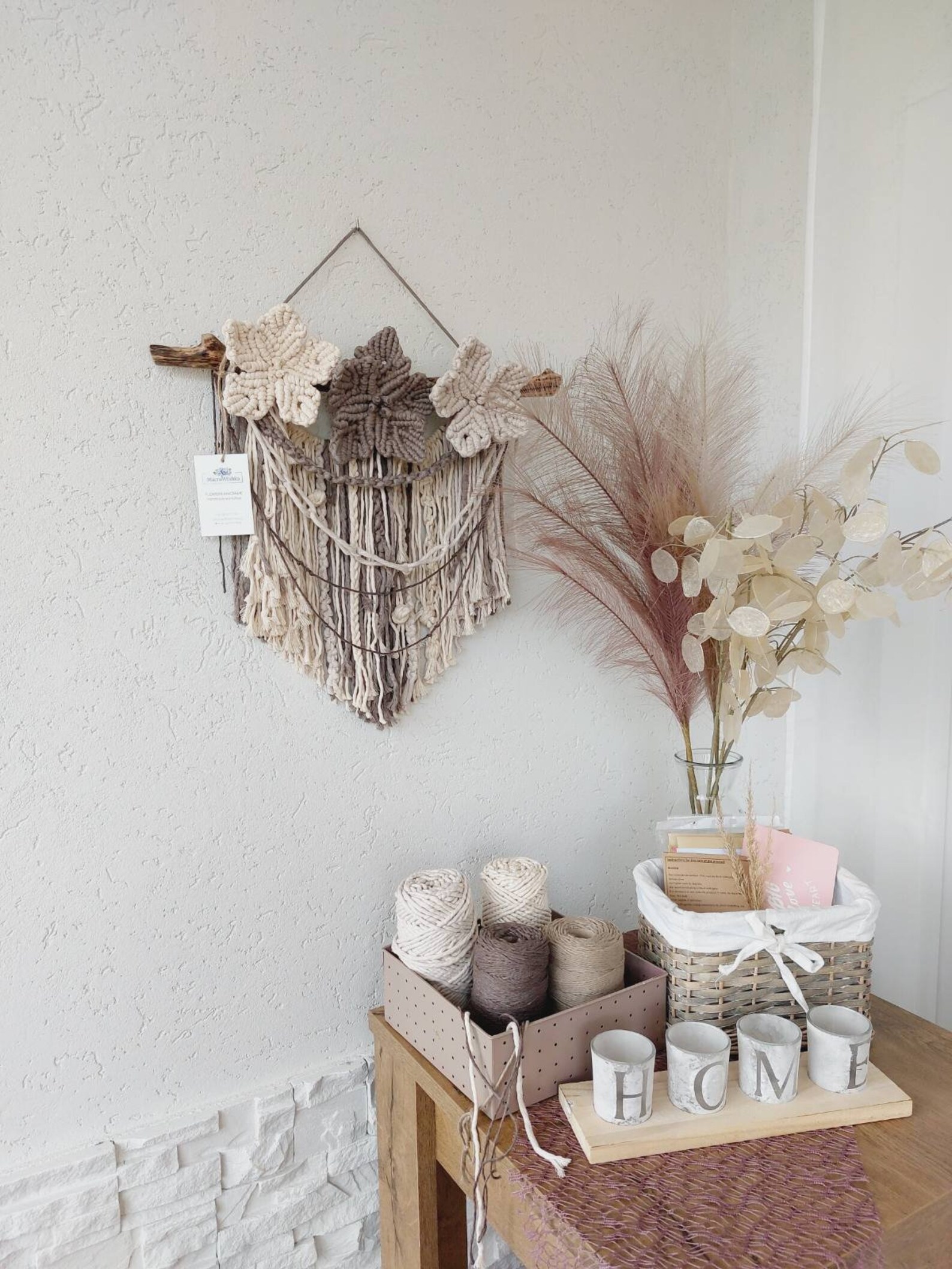 Macrame Cottagecore Floral Macrame Wall Hanging: Cottagecore Flower Garland Decor - Etsy