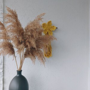 Нandmade Yellow macrame flower wall hanging Boho Floral wall decor Small Nursery decor for girl Home decor wall art Cottagecore decor room image 10