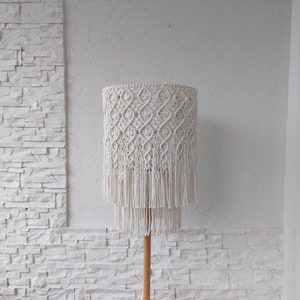 Lampenschirm für Stehlampe, Makramee Kronleuchter, Boho Fransen Lampenschirm, Boho gewebter Lampenschirm, Makramee Lampenschirm, Cottagecore Dekor