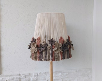 Сolorful Macrame lamp shade chandelier Floor lampshade flowers and fringe Table unusual lampshade Boho Lighting modern Cottagecore decor