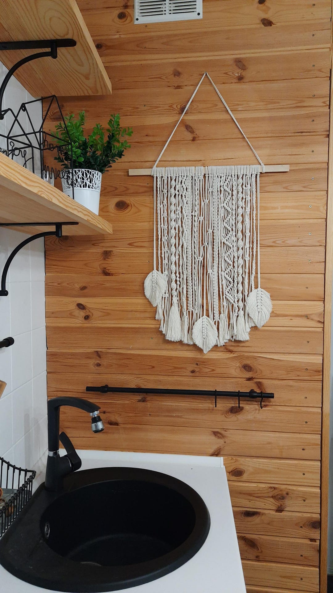 Macrame Cottagecore Cotton Macrame Leaves Wall Hanging: Boho Cottagecore Home Decor - Etsy