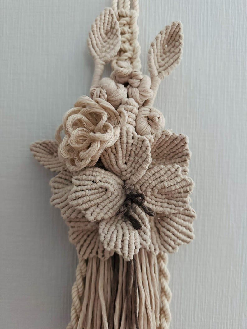 Macrame Cottagecore Handmade Macrame Flower Wall Hanging Floral Boho Cottagecore Decor - Etsy