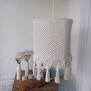 Macrame Lampshade with Tassels: Boho Woven Fringe Decor