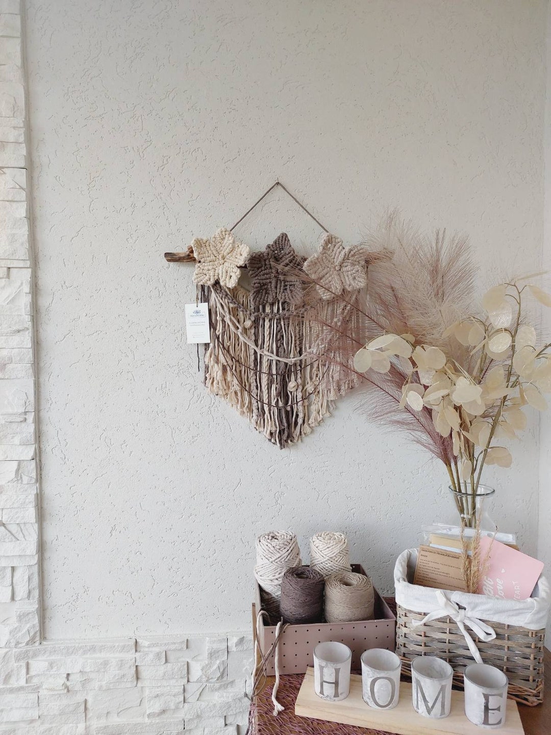 Macrame Cottagecore Floral Macrame Wall Hanging: Cottagecore Flower Garland Decor - Etsy